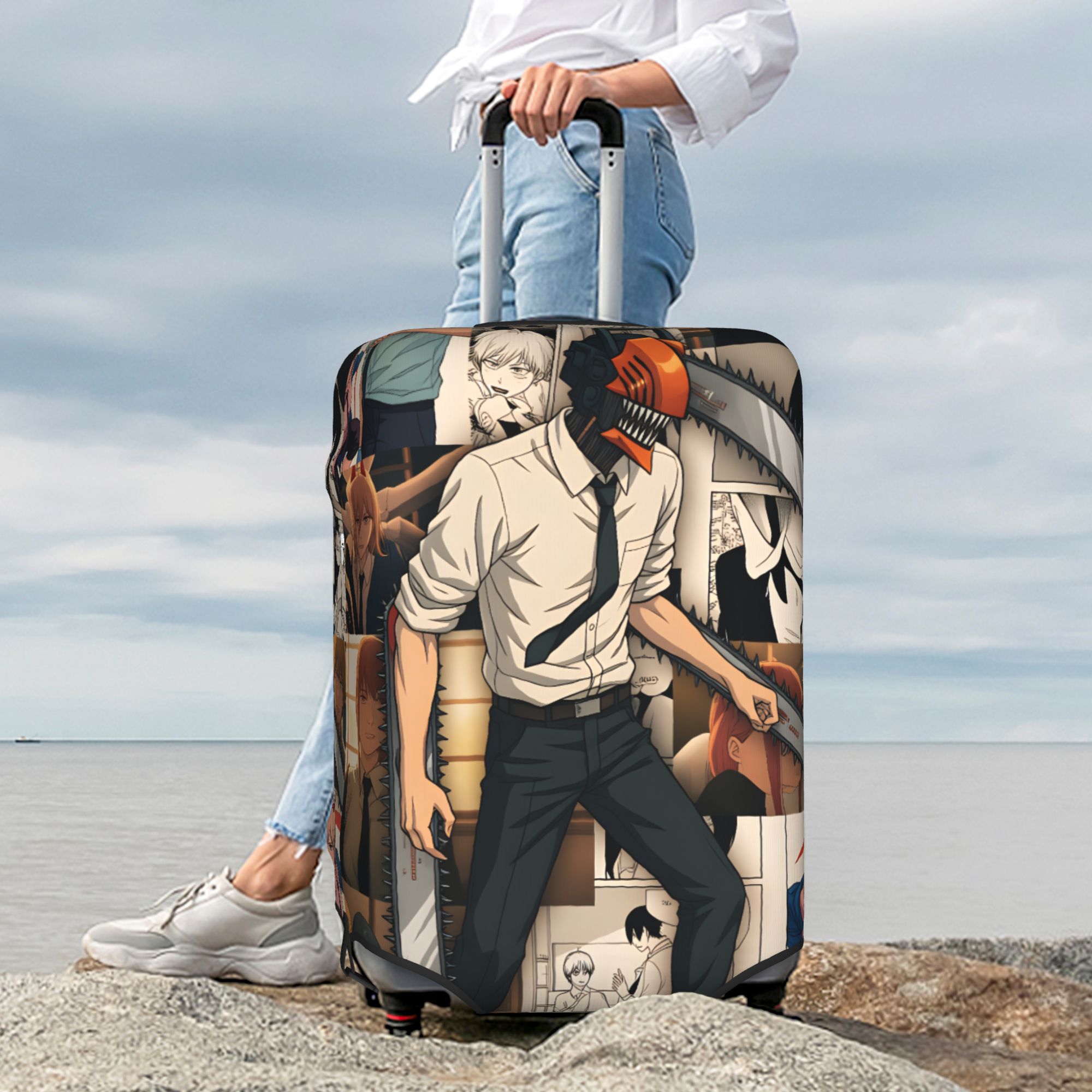 Travel Accessories Bag For Men - ปลอกหุ้มกระเป๋าเดินทาง Denji Chainsaw Man Power ลายมาคิมา