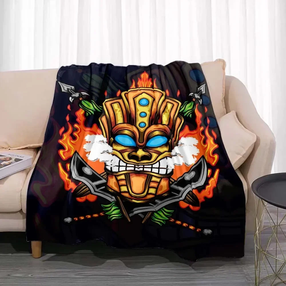 Travel Accessories Hawaii - ผ้าห่มแฟลนเนลลาย Tiki Bar สำหรับฤดูร้อน ชายหาด ฮาวาย