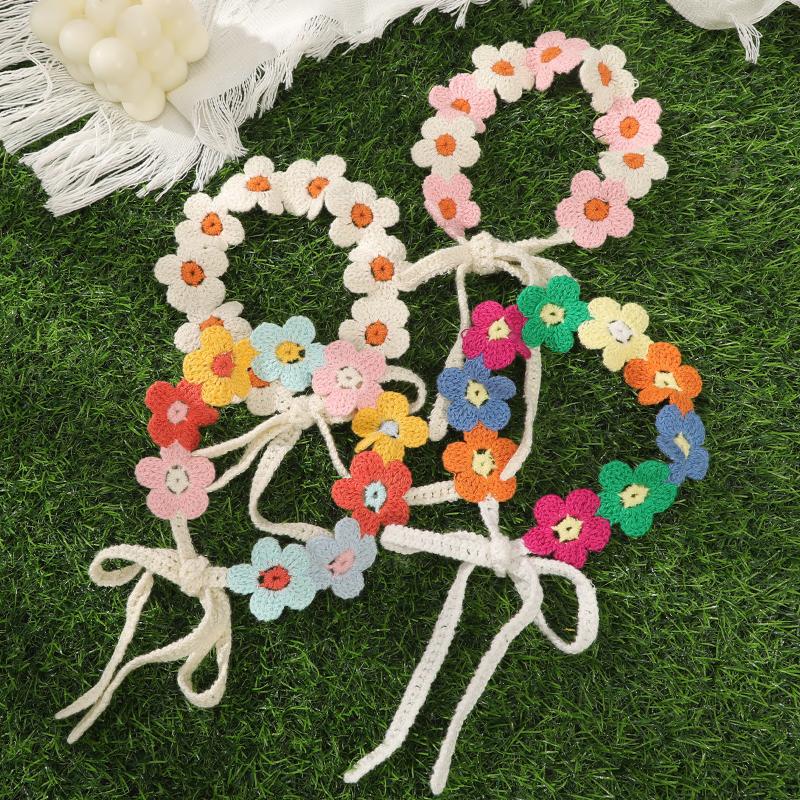 Travel Accessories Hawaii - 【IIOO】ที่คาดผมลายดอกไม้หลากสี ที่คาดผมลายดอกไม้ถัก ผ้าพันคอชายหาด ผ้าพันคอสำหรับผู้หญิง อุปกรณ์เสริมผมสำหรับเดินทางฮาวาย
