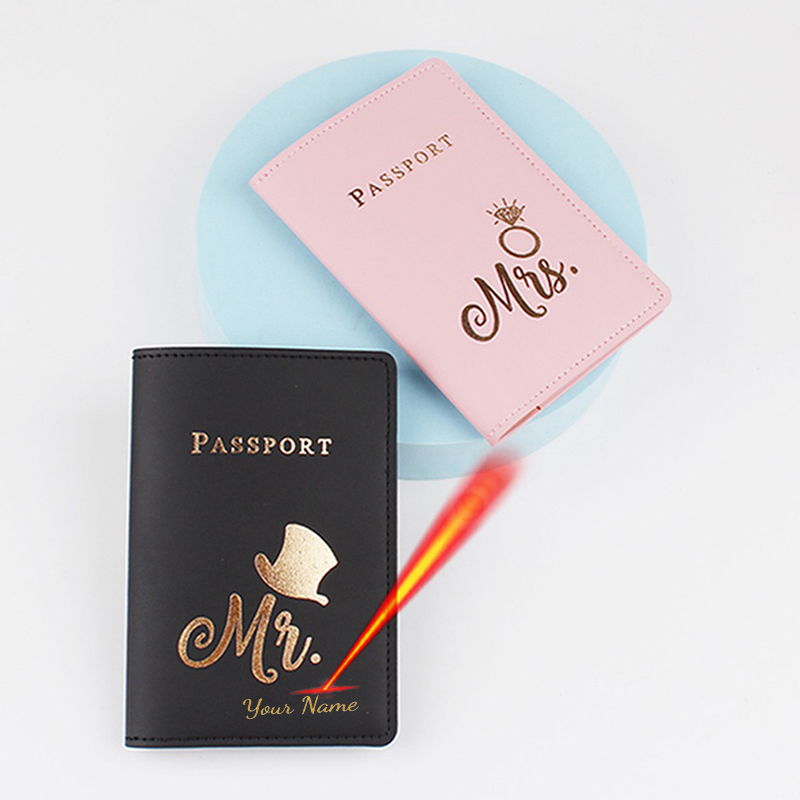Travel Accessories Logo - ปรับแต่งชื่อ Mr/Mrs โลโก้หนังสือเดินทาง Pu หนัง Coves