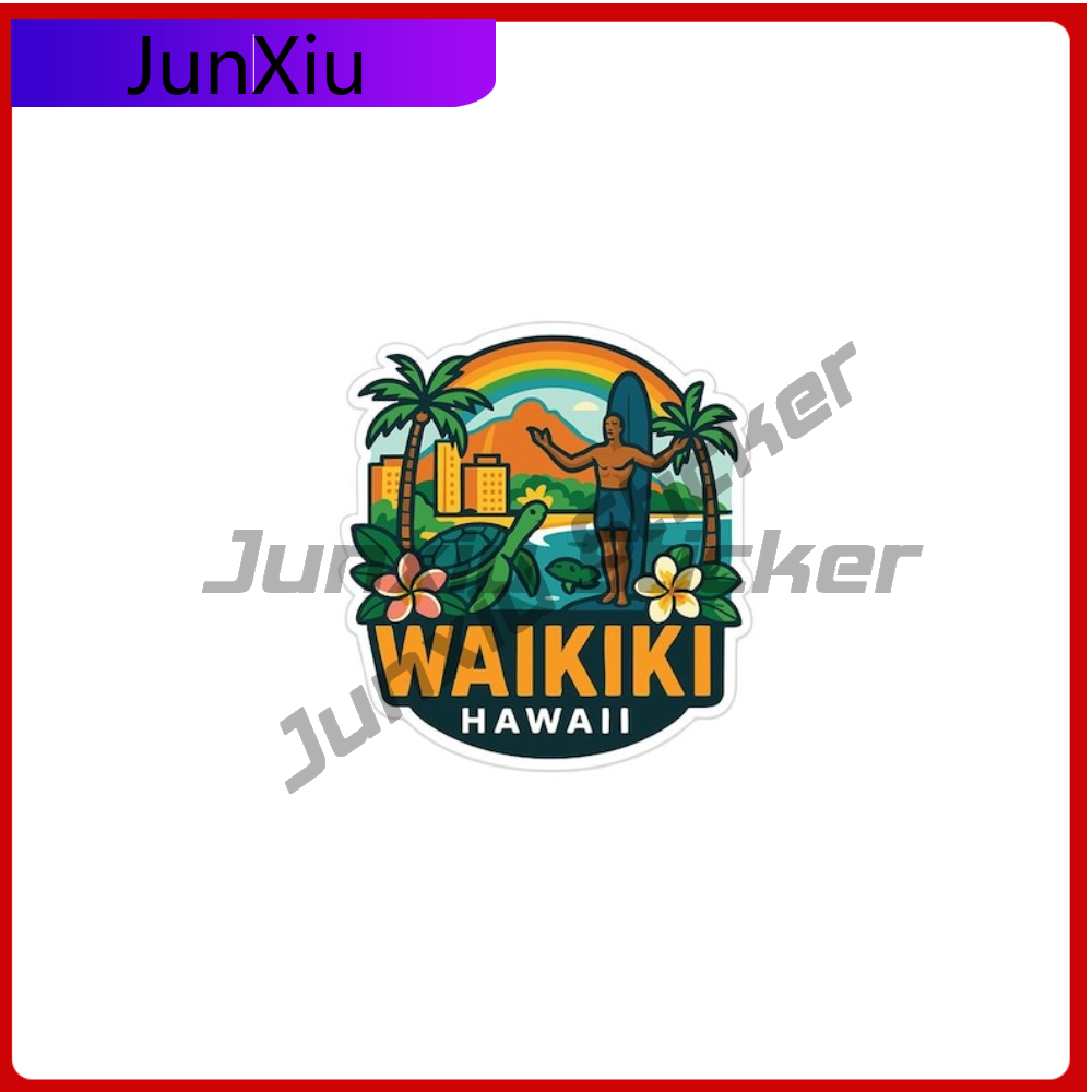 Travel Accessories Hawaii - สติกเกอร์ไวนิลลายวิคิกิ ฮาวาย สำหรับตกแต่งรถยนต์ รถบ้าน กระจกหน้ารถ กันชน