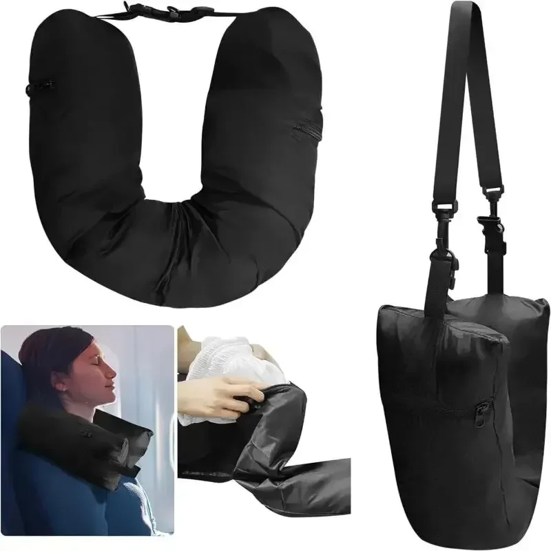 Travel Accessories Pillow - กระเป๋าใส่ปลอกหมอนเดินทางแบบเติมได้ กระเป๋าเดินทางแบบพกพา หมอนรองคอสำหรับเดินทางบนเครื่องบิน หมอนรองคอแบบเติมลมเองได้