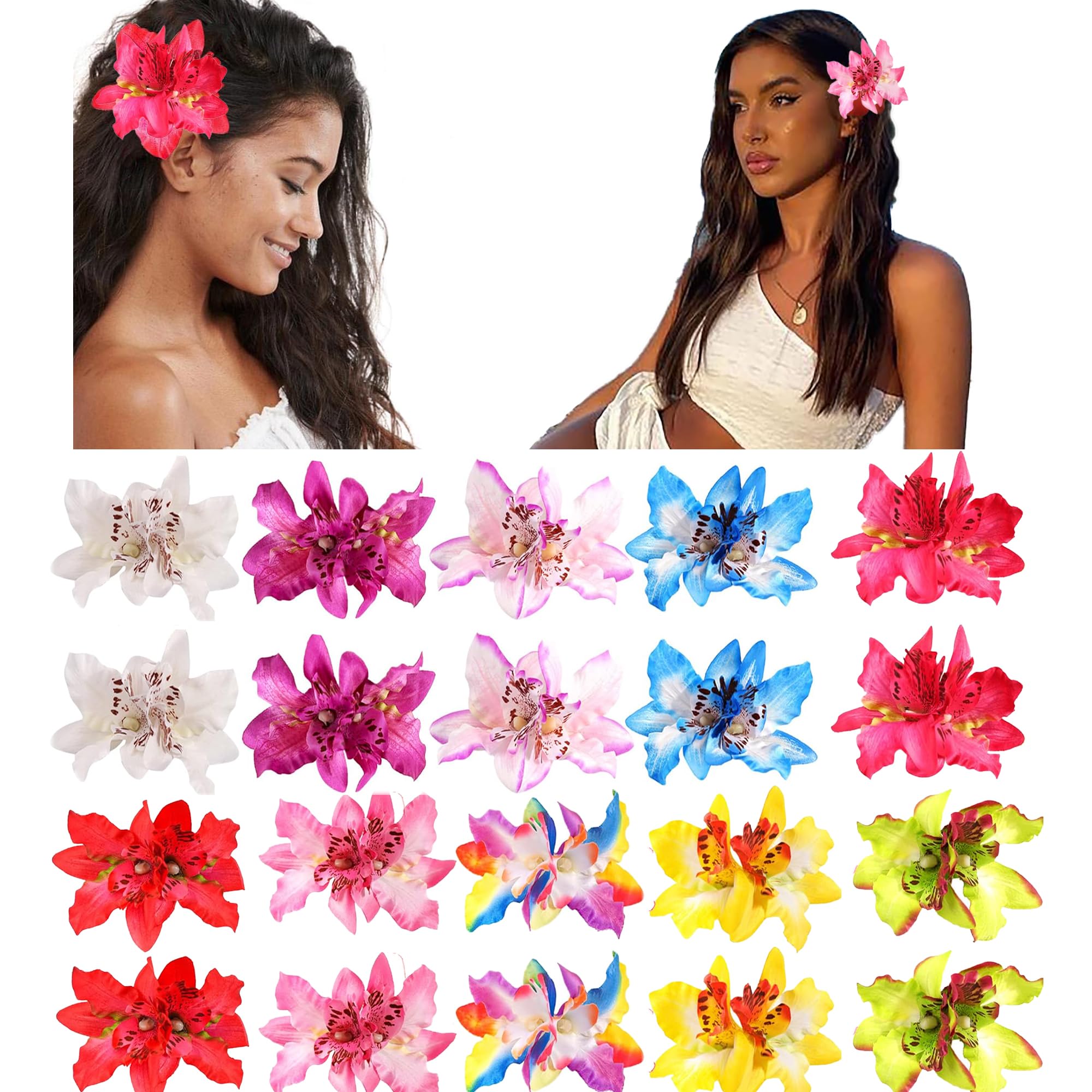 Travel Accessories Hawaii - 2 ชิ้นฮาวายกล้วยไม้ดอกไม้คลิปผม, โบฮีเมียสไตล์ดอกไม้ Hairpins, ภาพชายหาดคลิปด้านข้าง, งานแต่งงานเจ้าสาวอุปกรณ์เสริม