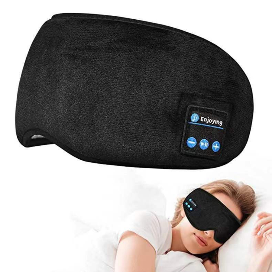 Travel Accessories Eye Mask - หน้ากากหูฟังไร้สายสำหรับนอน - แว่นตาบลูทูธสำหรับนอนตะแคงพร้อมลำโพงบางสำหรับฟังเพลงตอนกลางคืนและทำสมาธิ