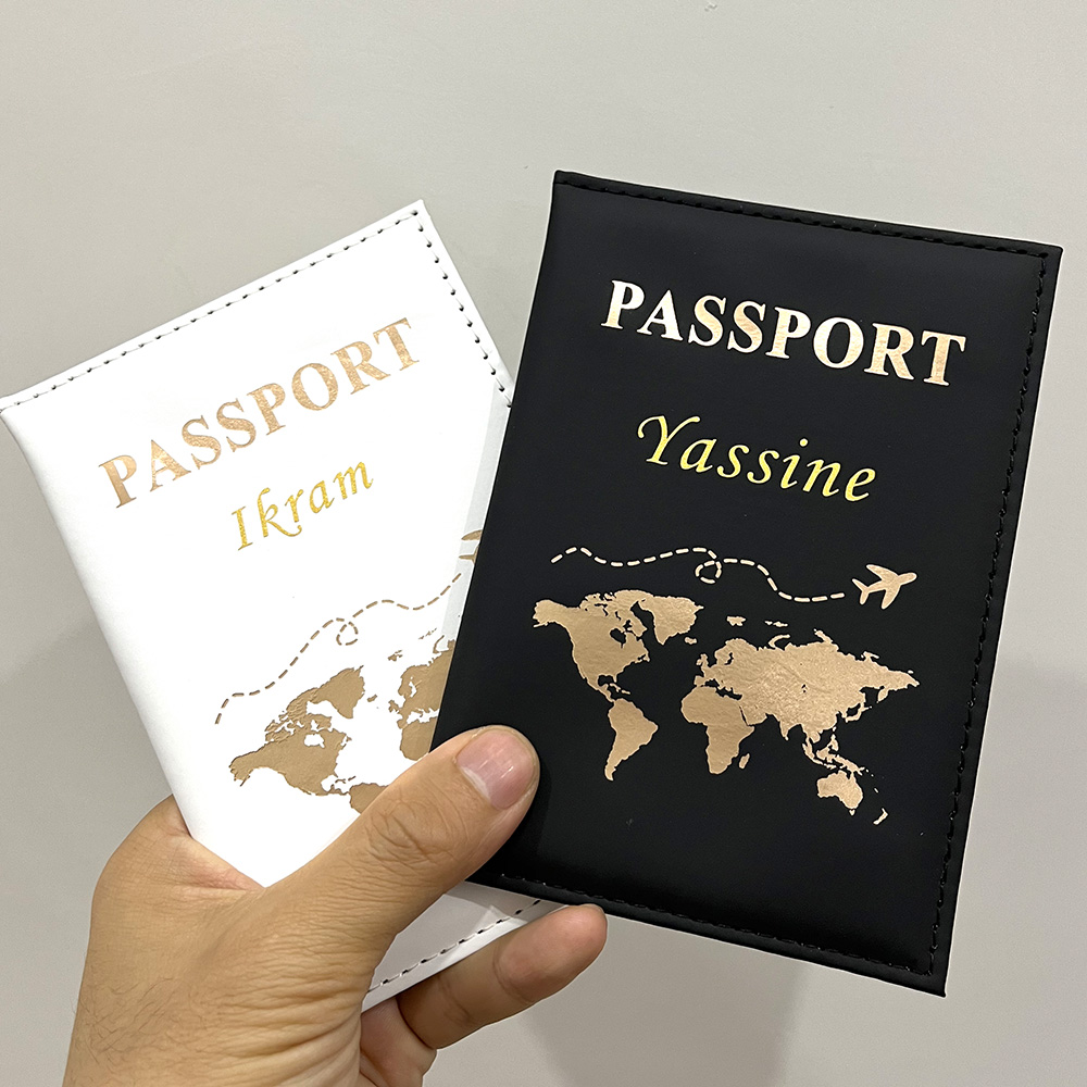 Travel Accessories Logo - ปกหนังสือเดินทางส่วนบุคคลน่ารักใหม่เครื่องบิน PU ผู้หญิงผู้ชายออกแบบได้เองซองใส่หนังสือเดินทางของขวัญแต่งงานการเดินทาง