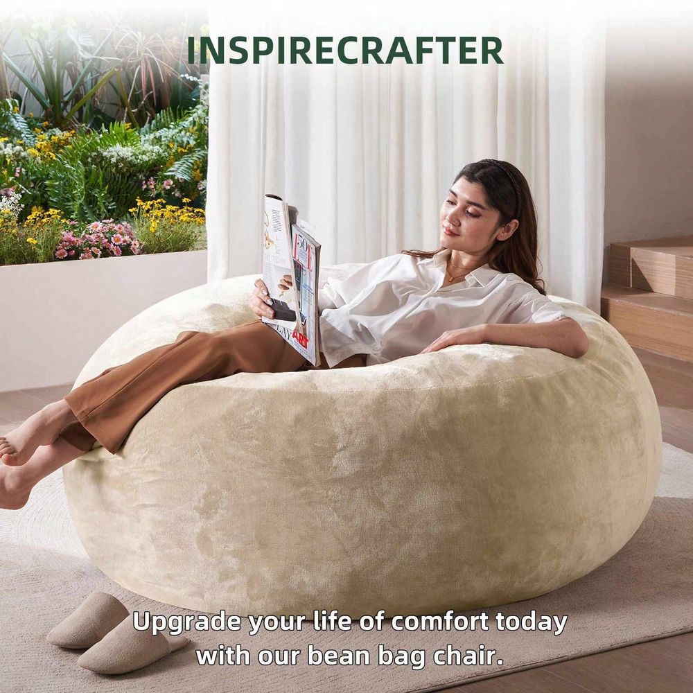 Compression Bag Vacuum - เก้าอี้บีนแบ็กขนาดใหญ่แบบนุ่มพิเศษ, บรรจุด้วยโฟมอัดสุญญากาศ, ปลอกผ้าถอดได้สำหรับห้องนั่งเล่นและห้องนอน