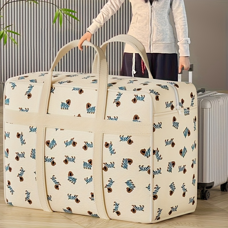 Travel Accessories Logo - กระเป๋าจัดระเบียบสัมภาระแบบพับได้ 1 ชิ้น ลายลูกสุนัขน่ารัก ความจุขนาดใหญ่ ประหยัดพื้นที่สำหรับการเดินทาง