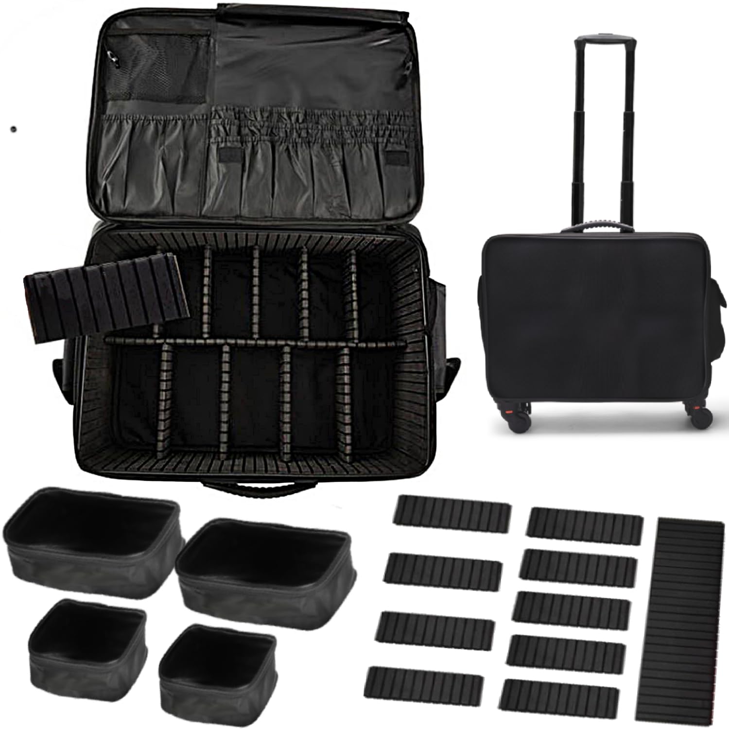 Travel Accessories For Train - กล่องกล่องเครื่องสําอางม้วนได้สำหรับใส่เครื่องสำอางอุปกรณ์ทำเล็บเครื่องสำอางค์ที่เก็บล้อแบบพกพาสำหรับช่างแต่งหน้าร้านเสริมสวย