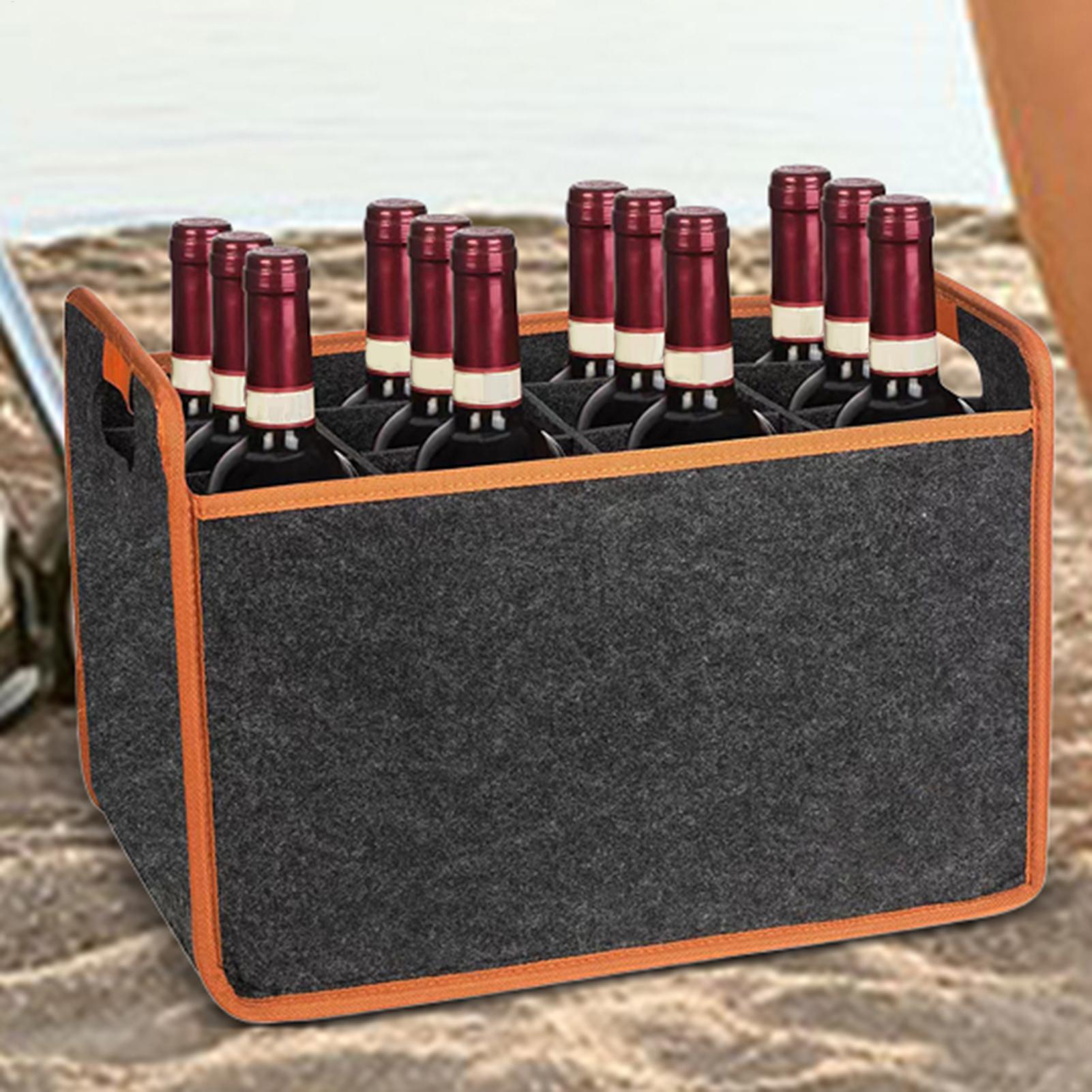 Travel Accessories Wholesale - กระเป๋าใส่ไวน์แบบพกพา 12 ขวด กล่องเก็บไวน์แบบผ้าสักหลาดพร้อมตัวแบ่ง ช่องใส่ขวดเหล้าพร้อมหูหิ้วแบบสบาย กระเป๋าใส่ไวน์แบบพกพา