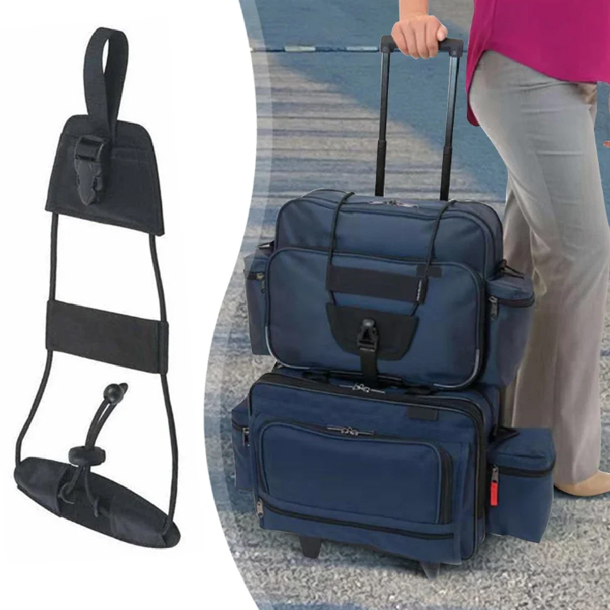 Travel Accessories Logo - สายรัดกระเป๋าเดินทาง, สายรัดไนลอนแบบหนาสำหรับยึดกระเป๋าใบเล็ก กระเป๋าเป้ ติดกับหูหิ้วกระเป๋าเดินทาง