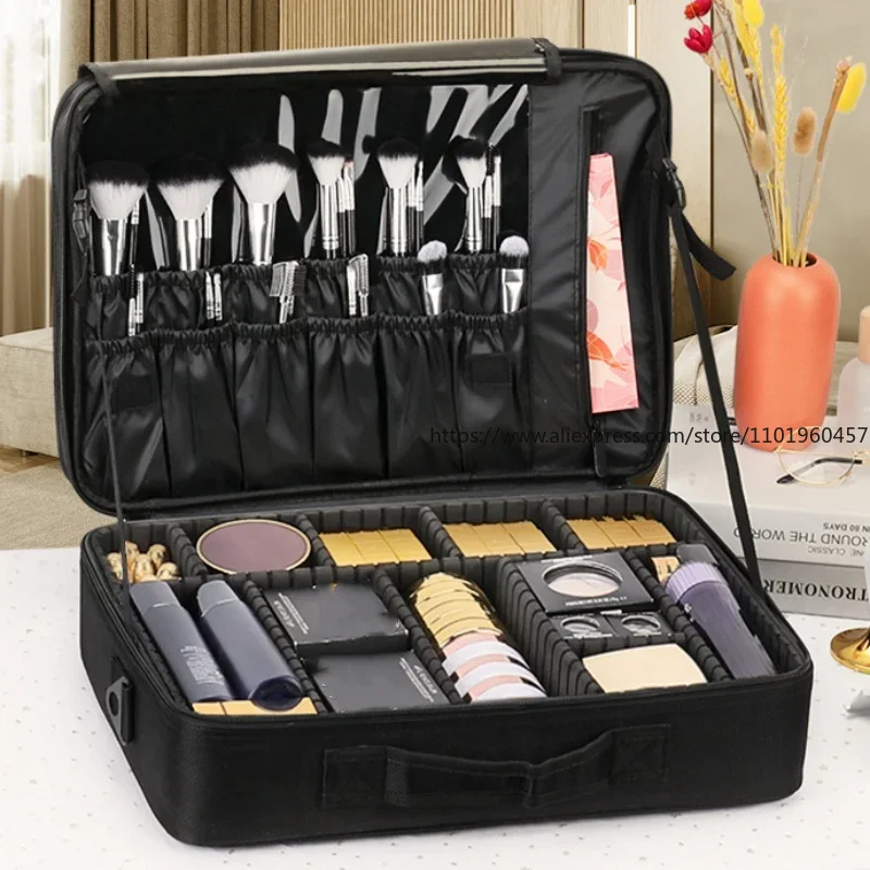Travel Accessories For Train - กระเป๋าเครื่องสำอางสำหรับเดินทางของผู้หญิงกระเป๋าช่างแต่งหน้ากระเป๋าใส่เครื่องสำอางมีช่องแบ่งแบบปรับได้สำหรับอุปกรณ์เครื่องสำอาง