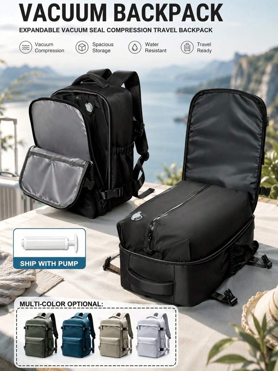Compression Bag Vacuum - กระเป๋าเป้เดินทางแบบสูญญากาศความจุขนาดใหญ่ ขนาด 42*29*15 ซม. กระเป๋าเป้เดินทางแบบขยายได้พร้อมระบบซีลสูญญากาศ ช่วยประหยัดพื้นที่จัดเก็บ