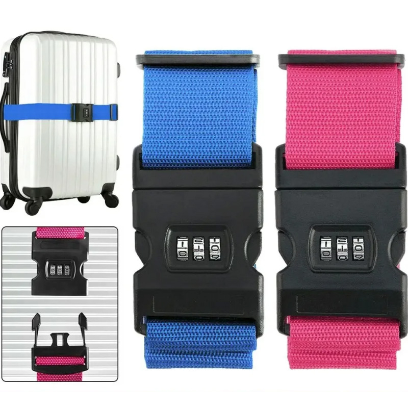 Luggage Strap Belt - สายรัดกระเป๋าเดินทาง สายรัดยืดหยุ่นแข็งแรง เพิ่มความปลอดภัยสำหรับการเดินทาง สายรัดกระเป๋าเดินทาง สายรัดสัมภาระ สายรัดปรับระดับได้