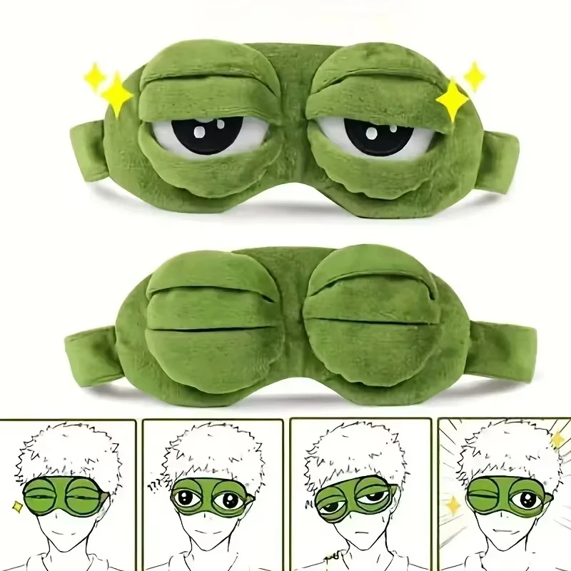 Travel Accessories Eye Mask - หน้ากากตาแบบรูปกบ เกมปาร์ตี้ หน้ากากตาตลก การ์ตูนตุ๊กตาขนนุ่ม เครื่องประดับผมสุดฮิต ผ้าปิดตาแบบพกพา