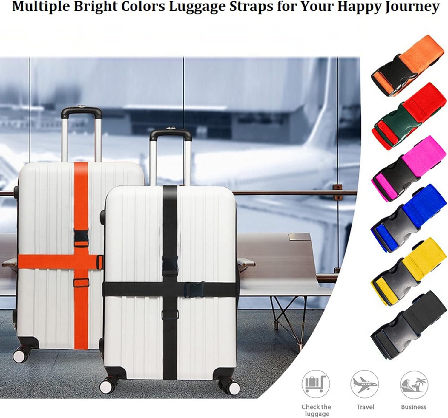 สายรัดกระเป๋าเดินทางปรับได้สีส - Luggage Strap Belt บทวิจารณ์และราคา