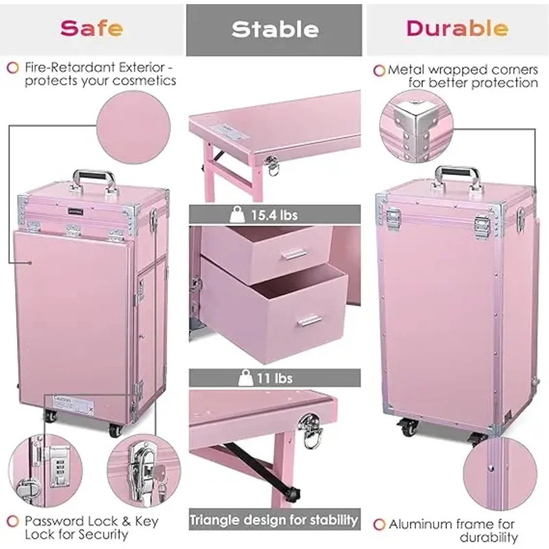 โต๊ะทำเล็บแบบมีล้อพับได้ พร้อม - Travel Accessories For Train บทวิจารณ์และราคา